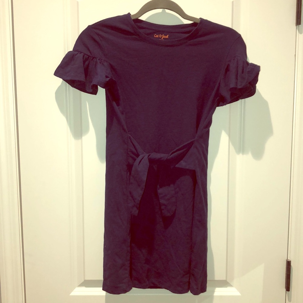 Cat&Jack Navy Flutter Sleeve Dress with Tie Waist